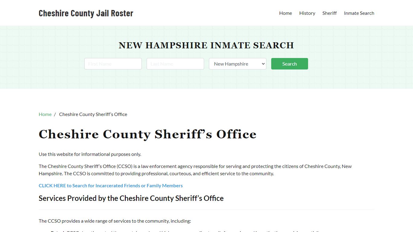 Cheshire County Sheriff Office, NH, Arrest Warrants Search