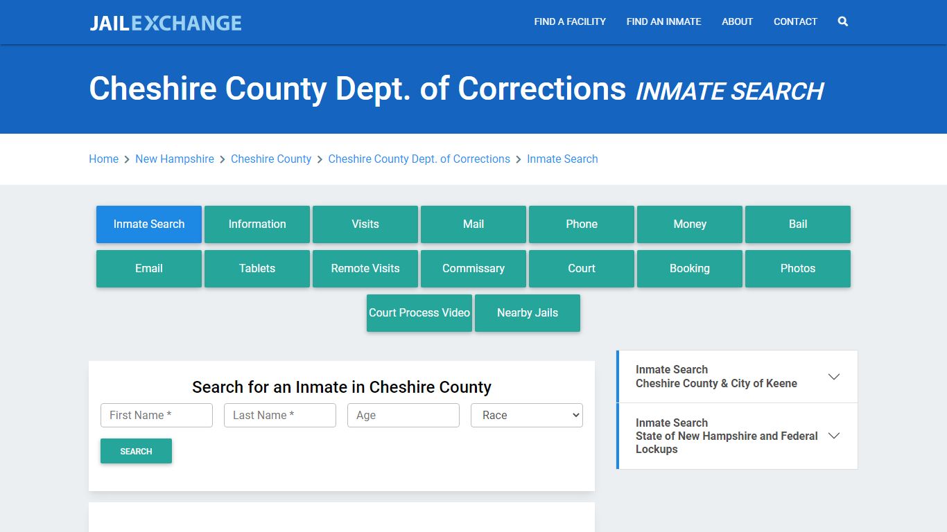 Cheshire County Dept. of Corrections Inmate Search - Jail Exchange