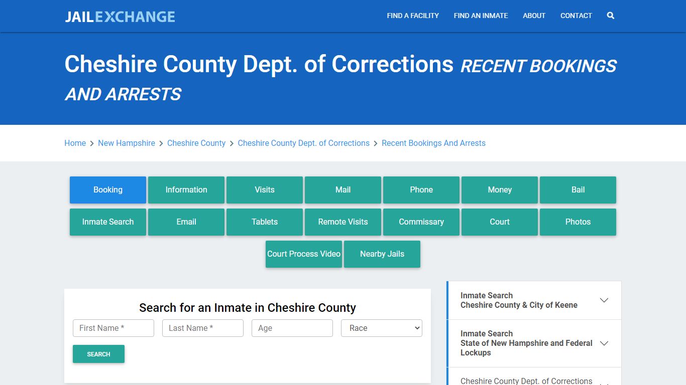 Cheshire County Dept. of Corrections Recent Bookings And Arrests